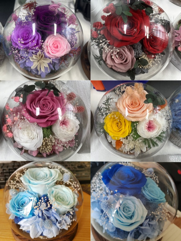 Preserved Flowers in Glass Dome QM1