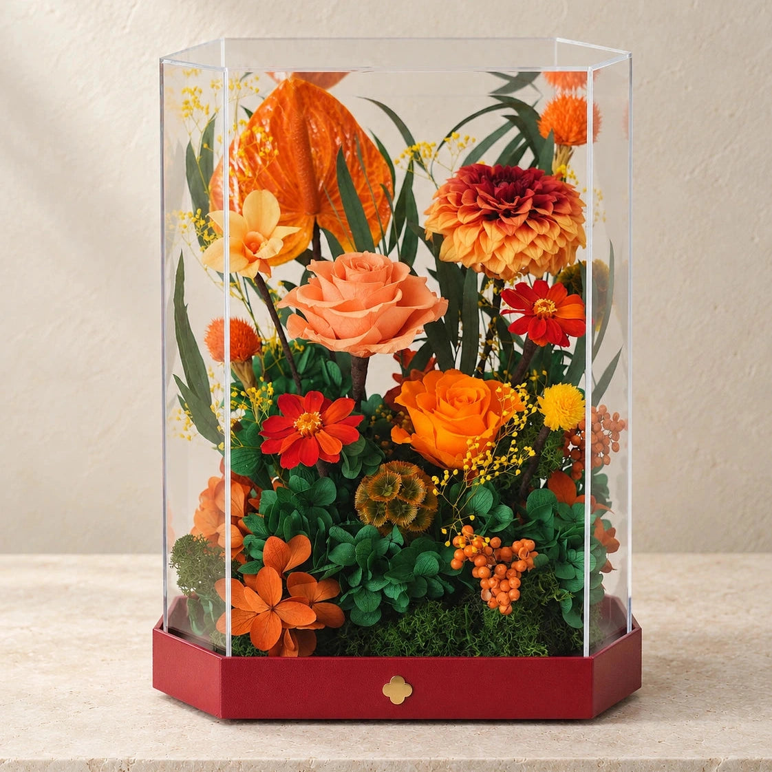 tall orange octagonal flower box: complete product
