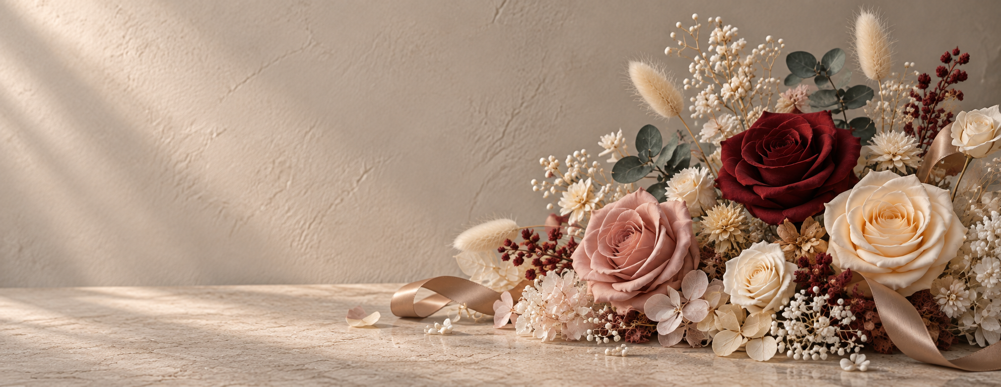 Fiaco preserved flower keepsakes arranged in a warm interior