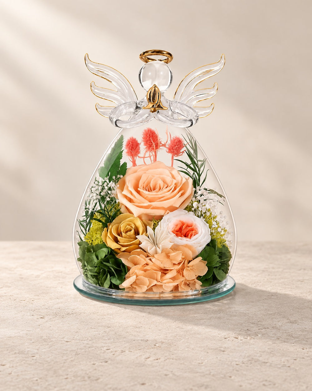 Angel Champagne Keepsake on a warm neutral background