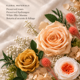 Champagne preserved roses and botanical materials