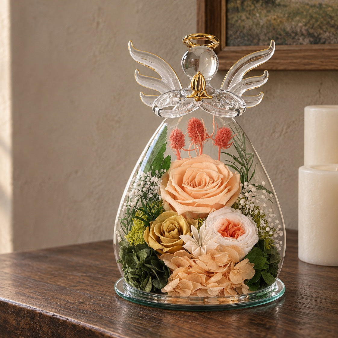 Angel Champagne Keepsake displayed in a warm home interior
