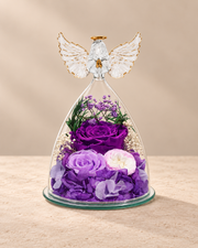 Purple Angel Wings Keepsake on a warm neutral background