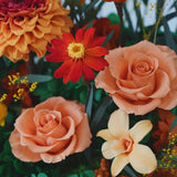 short orange octagonal flower box: flowers without the clear cover