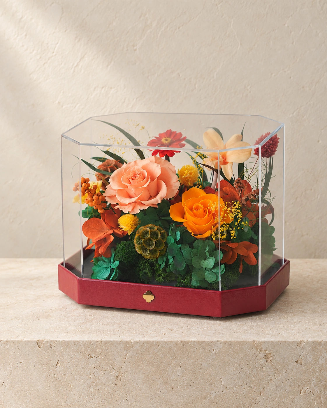 short orange octagonal flower box: complete product