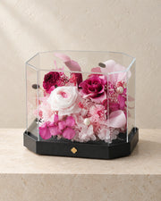 short pink octagonal flower box: complete product