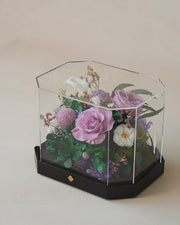 short purple octagonal flower box: product detail or setting