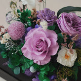 short purple octagonal flower box: product detail or setting