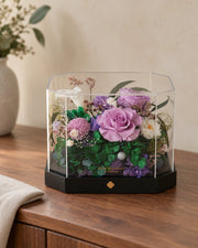 short purple octagonal flower box: product detail or setting
