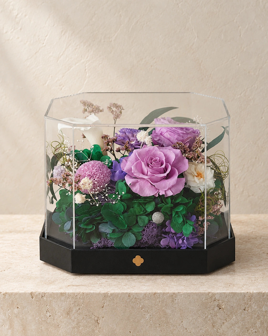 short purple octagonal flower box: complete product