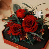 short red octagonal flower box: product detail or setting