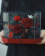 short red octagonal flower box: product detail or setting