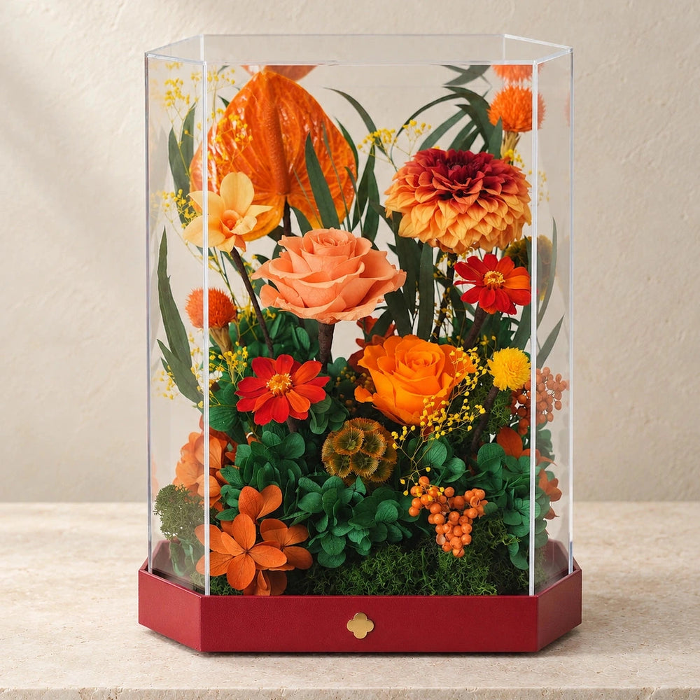 Octagonal Flower Box — Tall / Orange