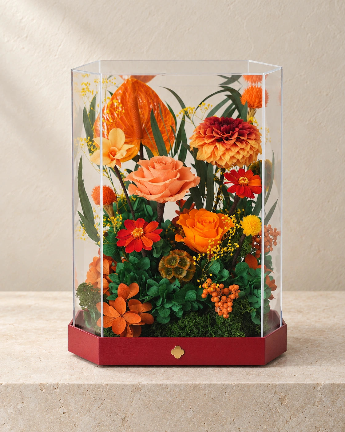 tall orange octagonal flower box: complete product
