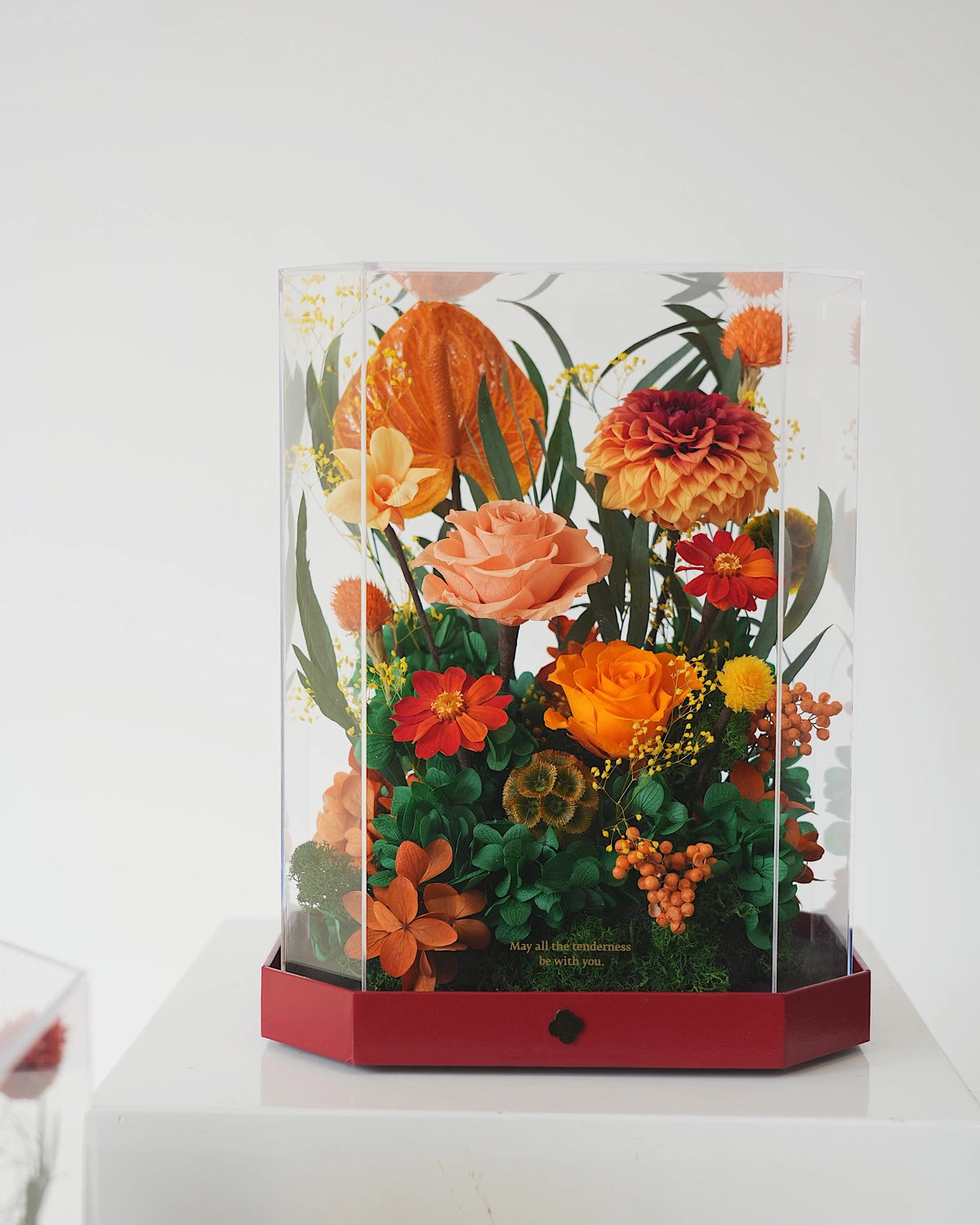 tall orange octagonal flower box: product detail or setting