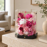 tall pink octagonal flower box: product detail or setting