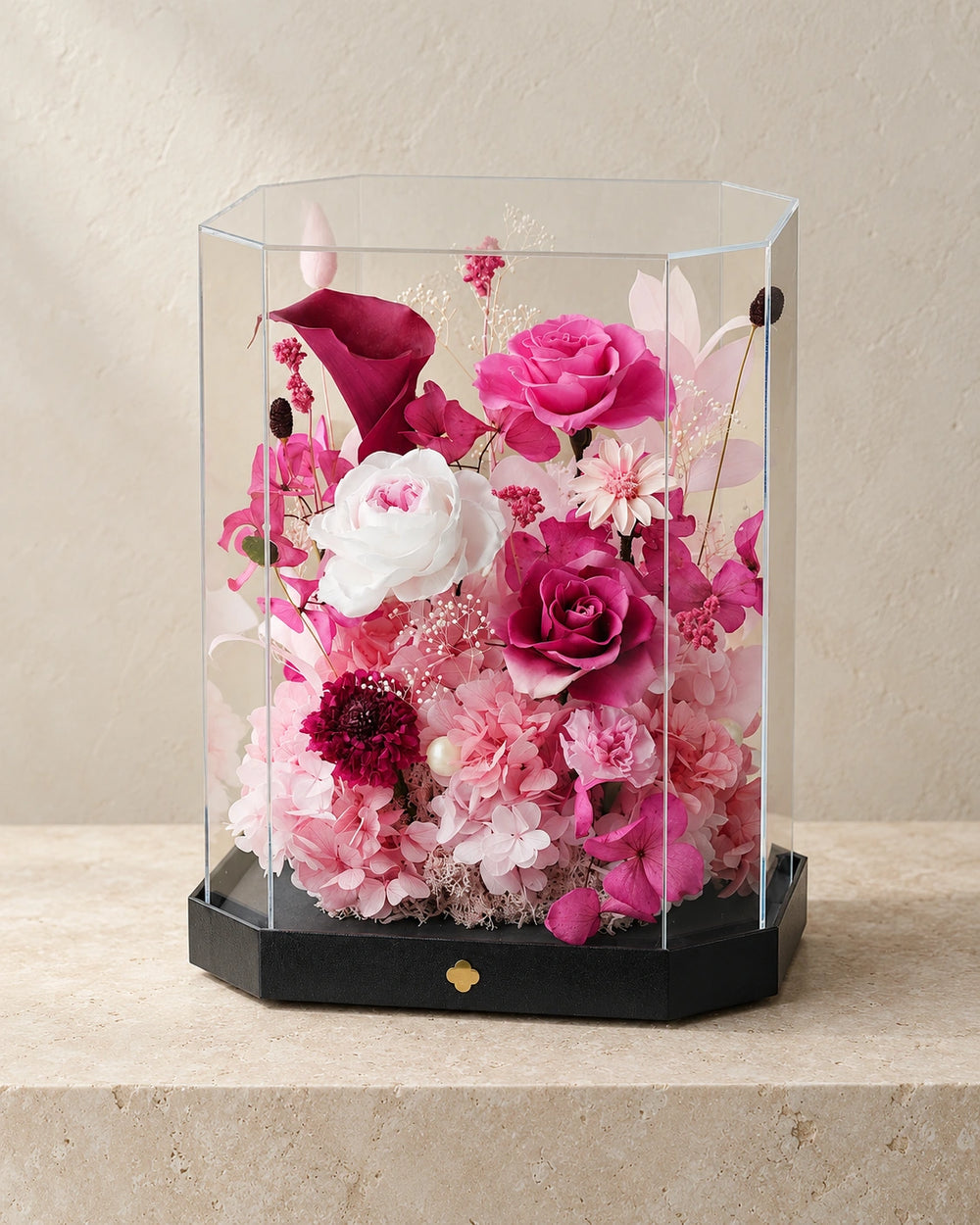 tall pink octagonal flower box: complete product