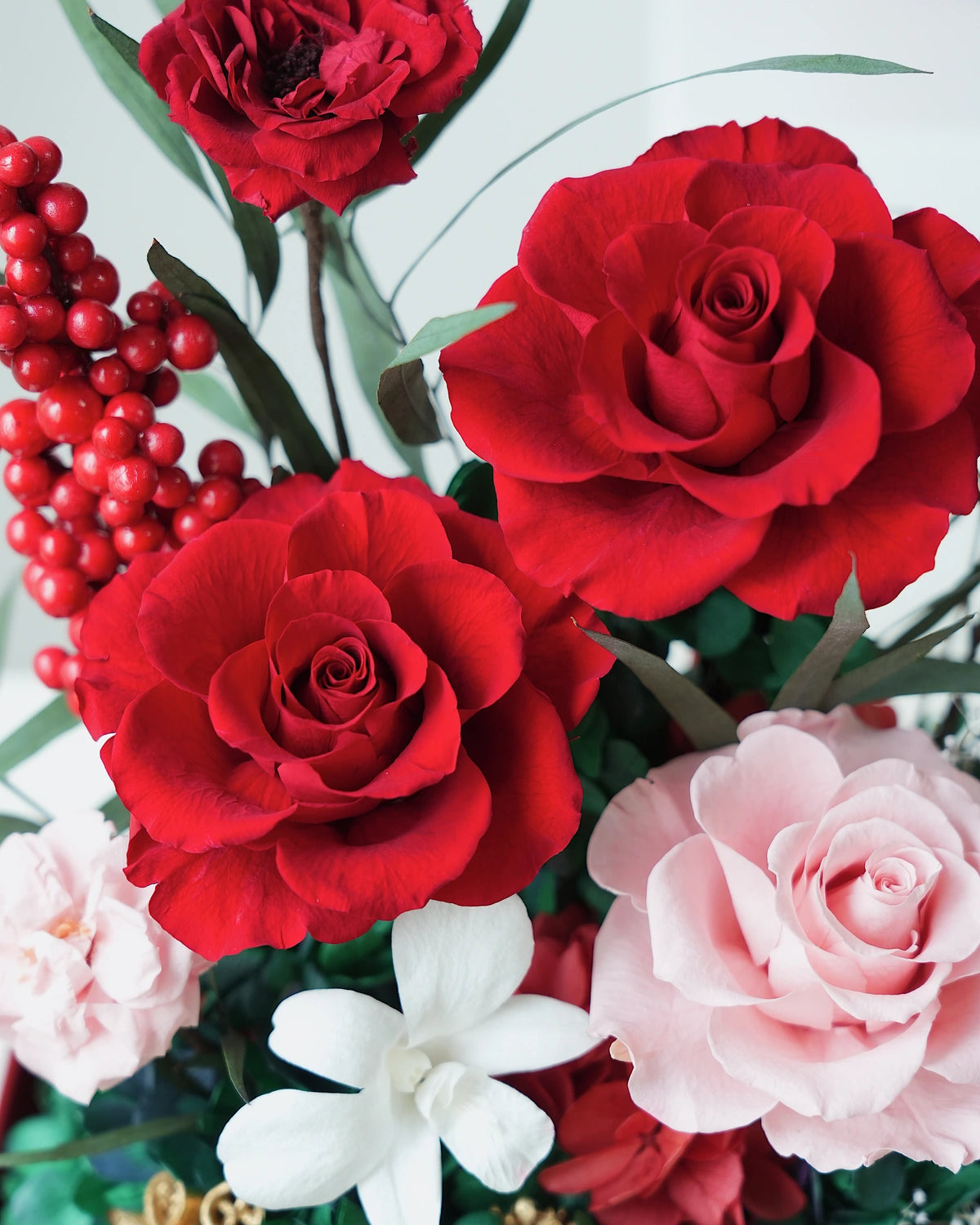 tall red octagonal flower box: product detail or setting