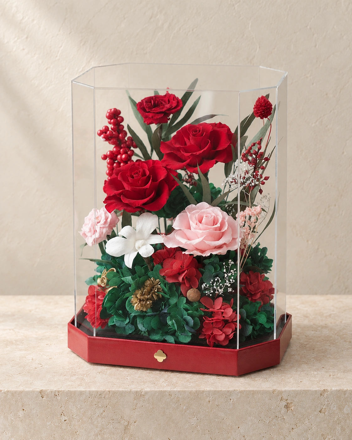 tall red octagonal flower box: complete product