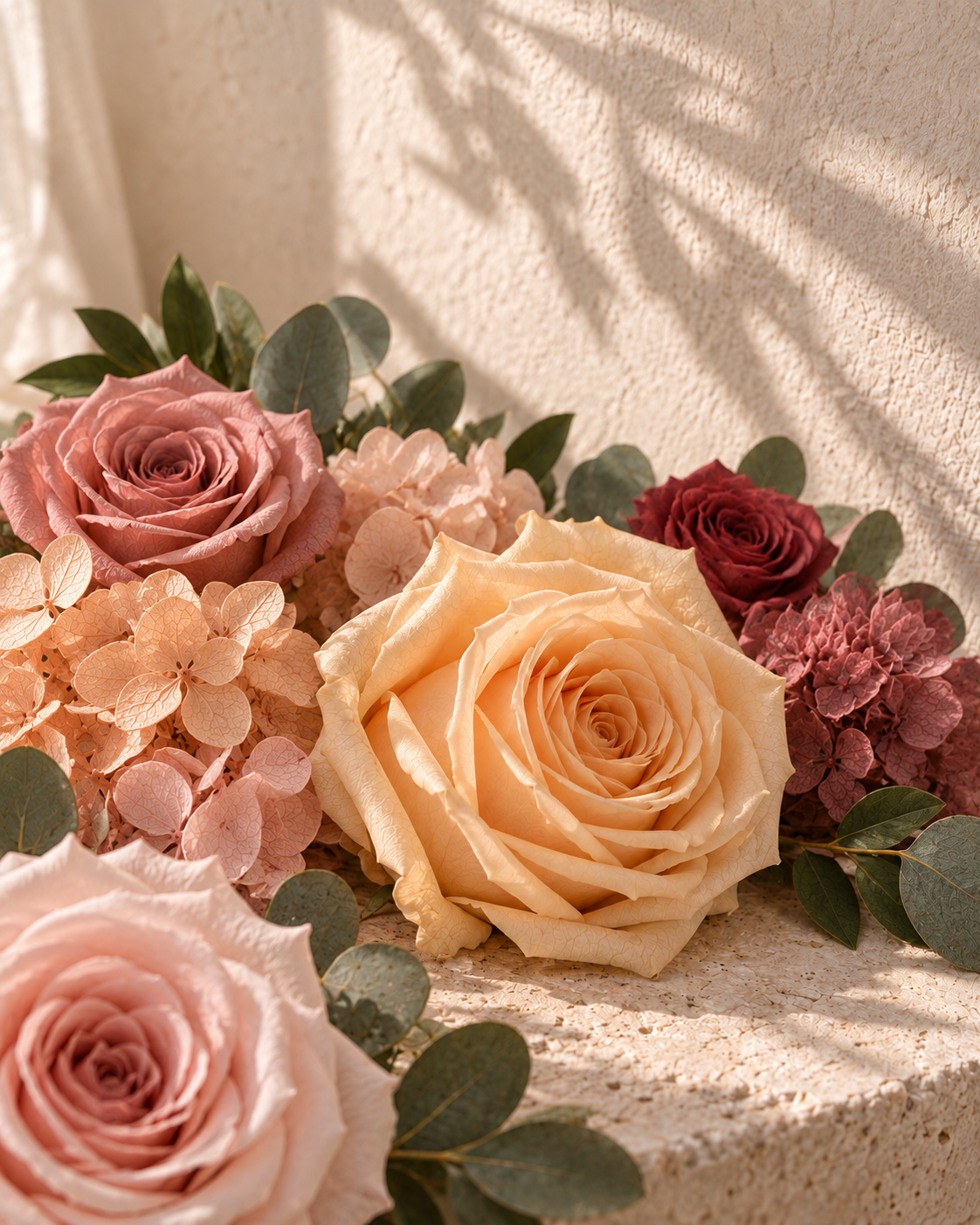 Real preserved flowers arranged in a Fiaco keepsake